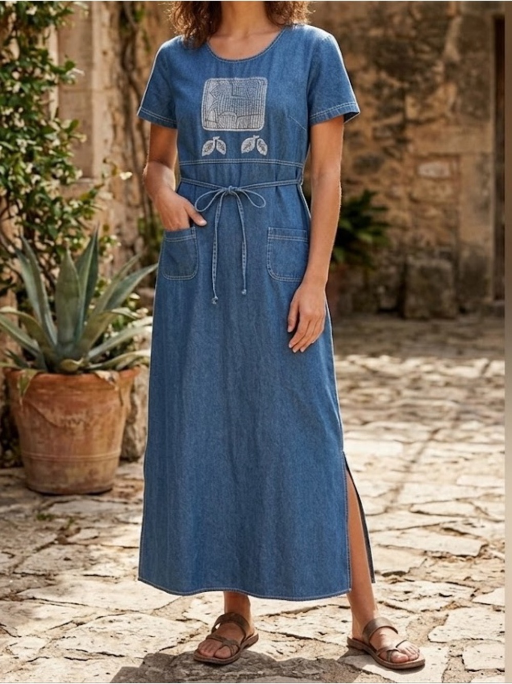 Nina Piccalino Vintage Denim Maxi Dress